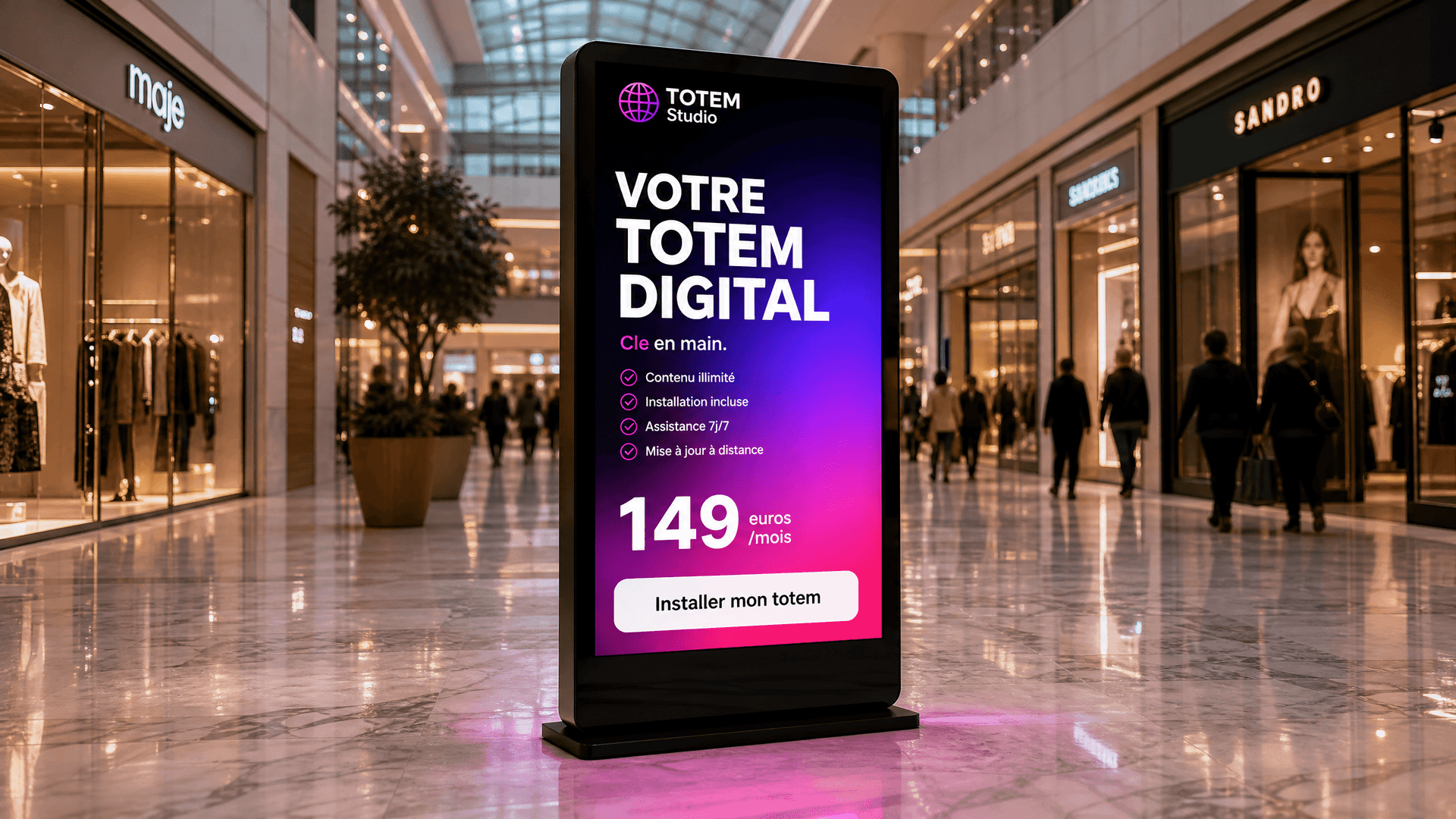 Totem digital Totem Studio dans un centre commercial